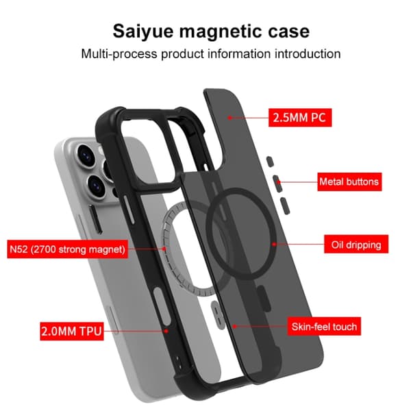 iPhone 16 Pro Max Skal med MagSafe - Premium Skydd och Stil Svart
