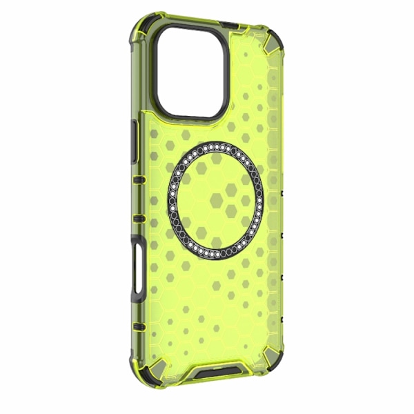 iPhone 16 Pro Honeycomb Magnetisk Ring Stötsäker Skal Grön