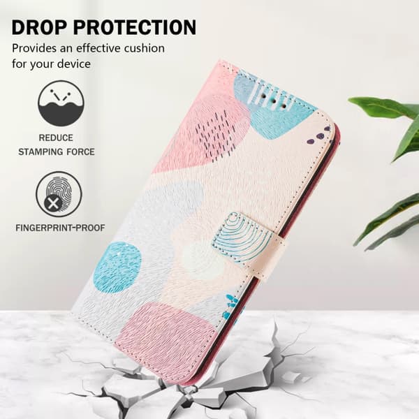 iPhone 16 Pro Max Fodral Konstfärgad Tecknad Mönster - Skal Läder Graffitipussel