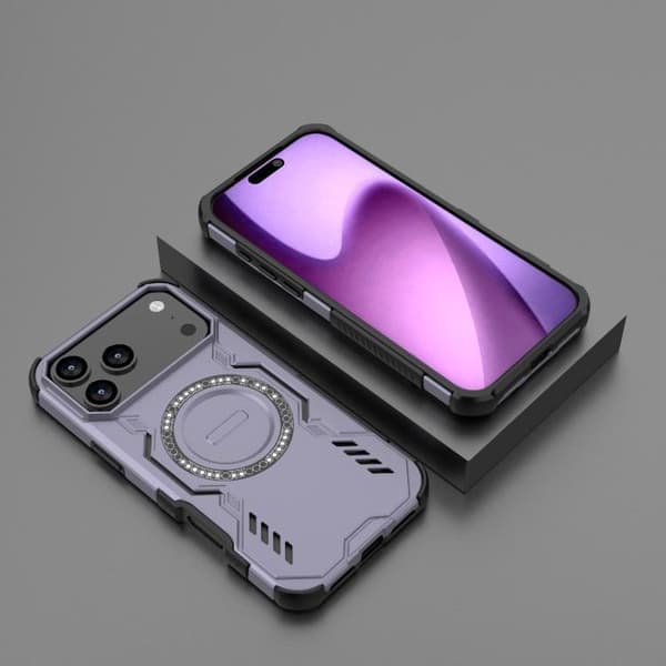 iPhone 18 Pro Max / iPhone 17 Pro Max Skal med Butterfly Armor MagSafe Magnetring och Stötskydd Purpur