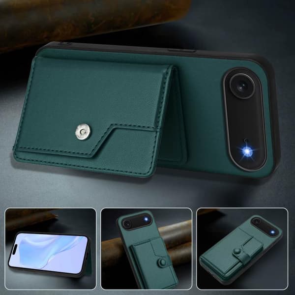 iPhone 17 Air Skal med RFID-skydd och kortfack Grön