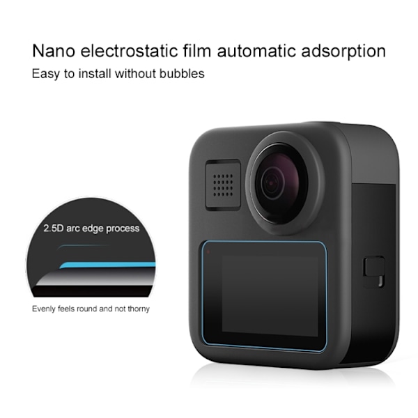 2 st skärmskydd i härdat glas för GoPro Max LCD-skärm 9H 2.5D