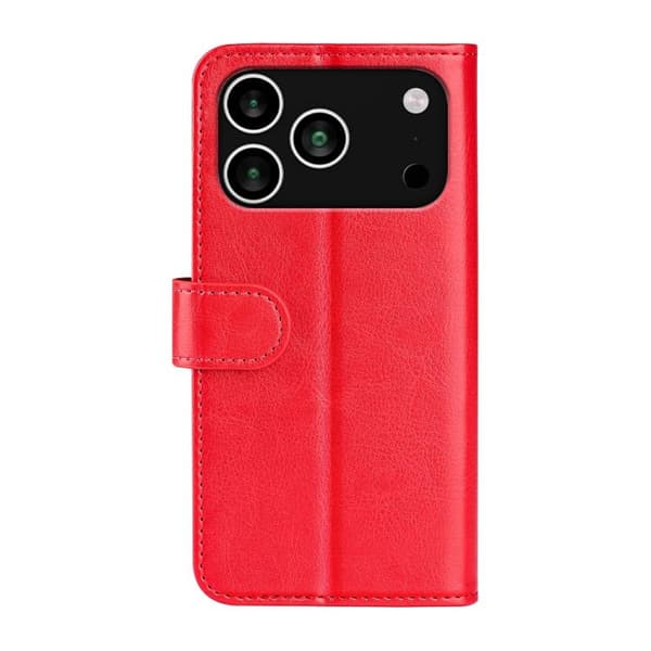 iPhone 18 Pro / iPhone 17 Pro Skal Läderfodral med Textur och Horisontell Vändning Röd