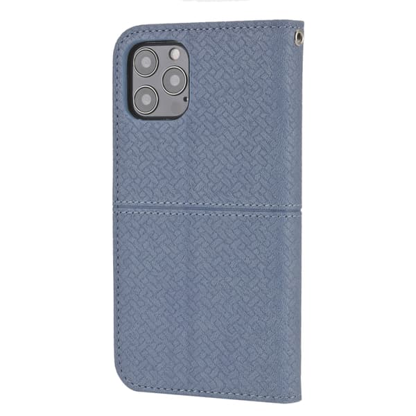 iPhone 16 Pro Woven Texture Stitching Magnetisk Läder Skal Fodral Grå