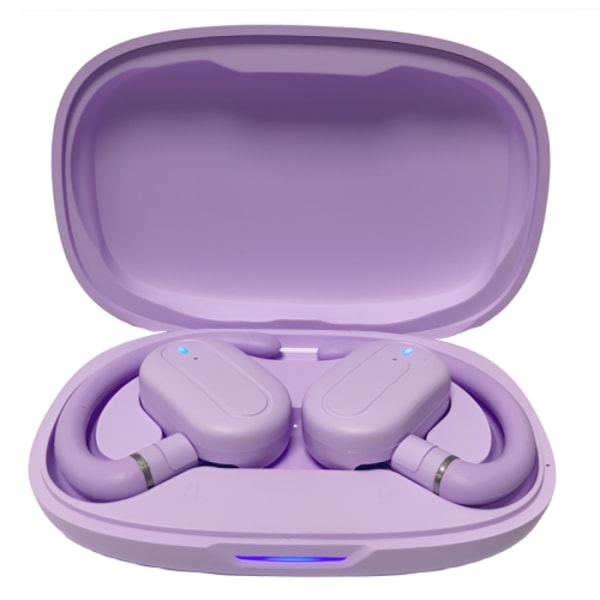 Hanger Typ Stereo Utomhusljud Bluetooth Hörlurar Med Laddningsfack Lila