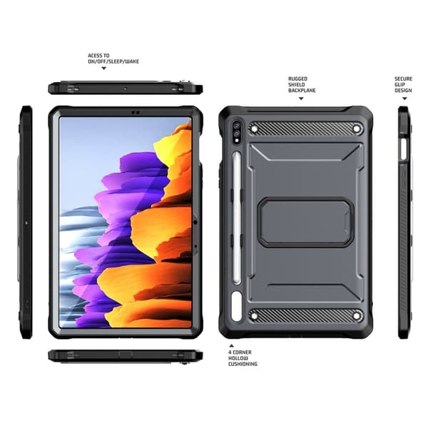 Samsung Galaxy Tab S7/S8 Explorer PC + TPU Skyddsfodral med Penna Grå