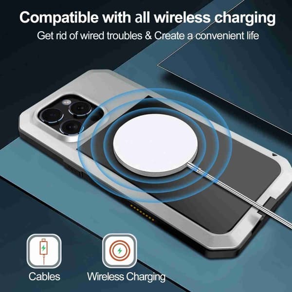 iPhone 16 Pro RedPepper Triple-skyddad Metallskal Silver
