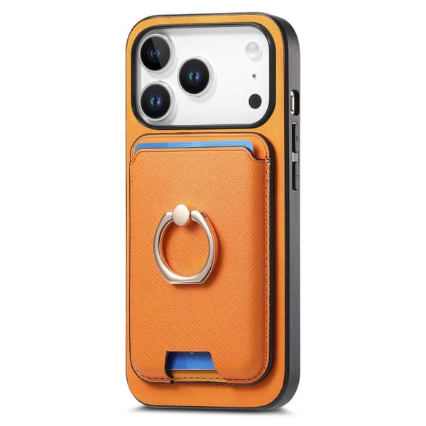 iPhone 18 Pro Max / iPhone 17 Pro Max Retro Cross Läder Kortväska MagSafe Skal Gul