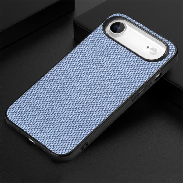 iPhone 17 Air Skal - Kolfibertextur och Läder Blå