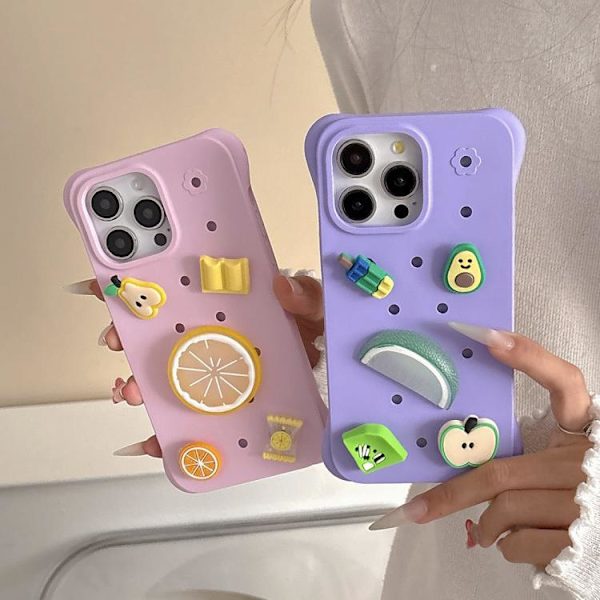 iPhone 16 Pro Solid Color Hål DIY Frukt PC Stötsäker Skal Rosa