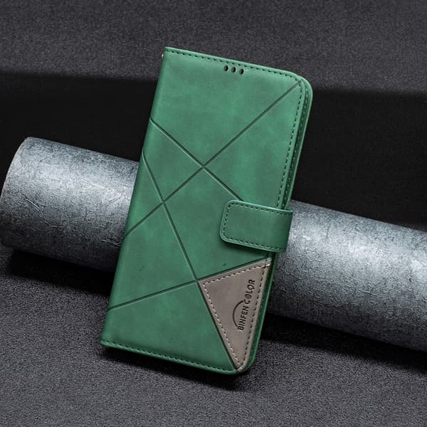 Redmi Note 14 Pro 5G / Note 14 Pro+ 5G - Magnetisk Spänne Rombisk Textur Läder fodral Grön