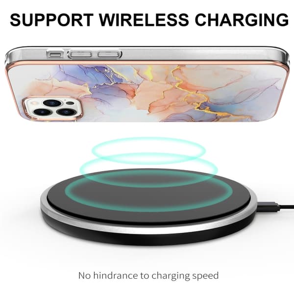 iPhone 16 Pro Skal med Elektropläterad IMD Mönster och Stötsäker Design Vintergatan Vit Marmor