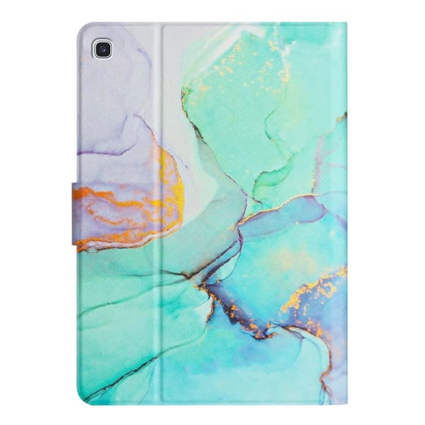 Samsung Galaxy Tab A7 Lite T220 Marble Mönster Smart Läderfodral Grön