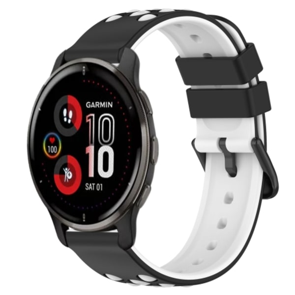 För Garmin Venu 2 Plus 20 mm tvåfärgad porös watch Black-White