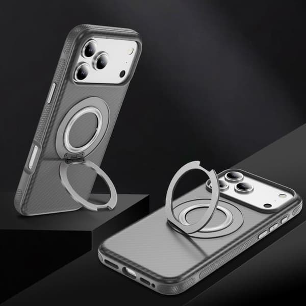 iPhone 18 Pro Max / iPhone 17 Pro Max Skal - Kolfiber med C-Typ MagSafe Ljusgrå+Grå