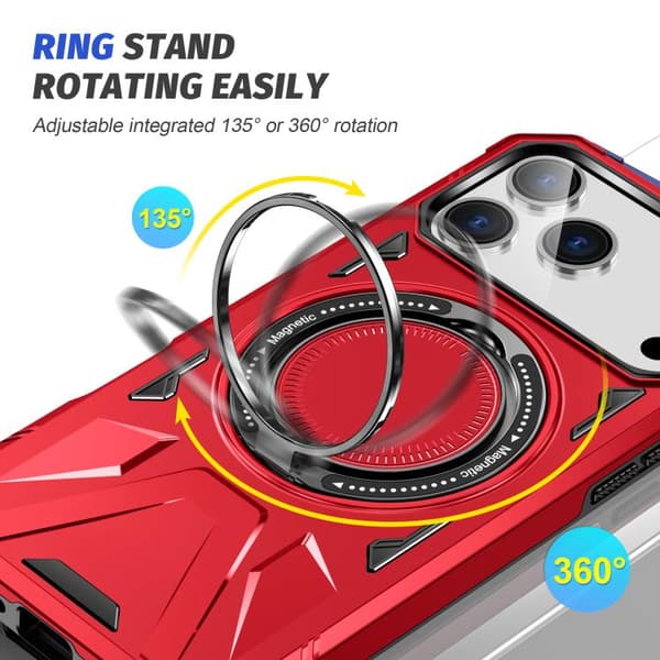 iPhone 18 Pro Max / iPhone 17 Pro Max Skal med MagSafe, Stötsäker med Ringhållare Röd