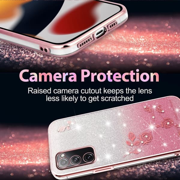 Samsung Galaxy S20 FE Skal med Gradient Glittrande Blommor Rosa