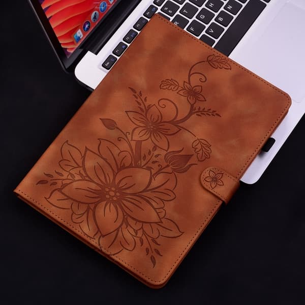 Samsung Galaxy Tab S7/S8 Lily Prägad Läderfodral Brun