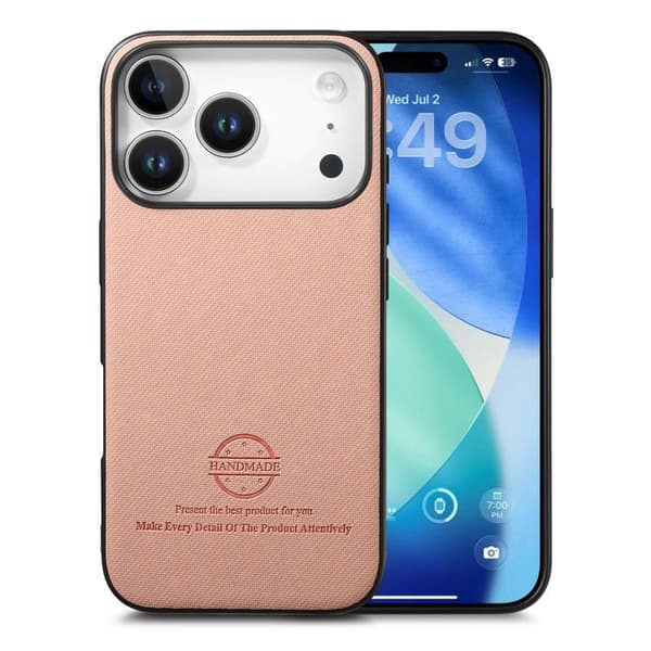 iPhone 18 Pro Max / iPhone 17 Pro Max Twill Fabric Läder Skal Rosa