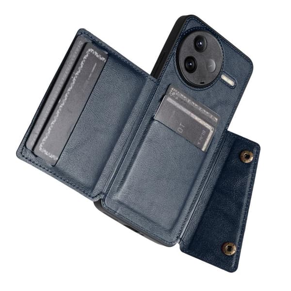 Redmi K80 - Dubbelspänne Kortfack Magnetiskt Mobilskal Blå