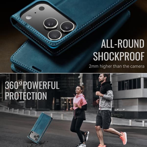 iPhone 18 Pro Max / iPhone 17 Pro Max Skal - kalvskinn med mikrofiber och RFID-skydd Grön
