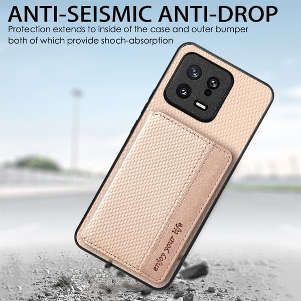 Redmi Note 14 5G - Kolfiber Magnetisk Kortväska fodral Blå