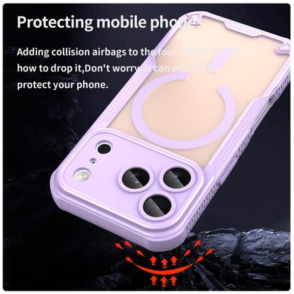 iPhone 18 Pro Max / iPhone 17 Pro Max Skal med Armor Glaze MagSafe Magnetisk Design Purpur