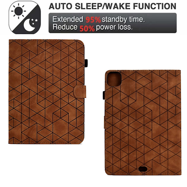 iPad Pro 11 2024 Skal i Rhombus TPU Smart Läderfoder Brun