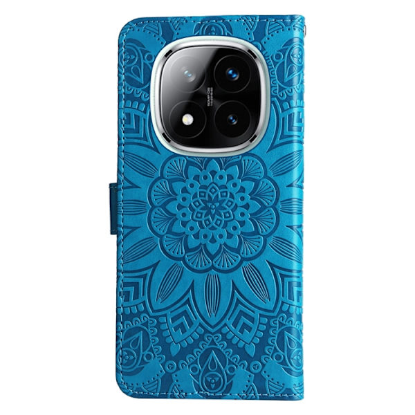 Redmi Note 14 Pro 5G / Note 14 Pro+ 5G - Prägad Solros Läderfodral Blå