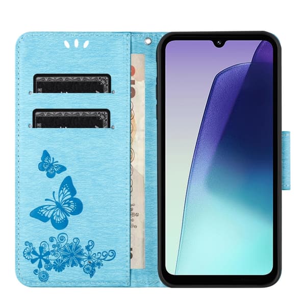 Redmi Note 14 Pro+ 5G - Flip Läderfodral med Fjärilsprägling Blå