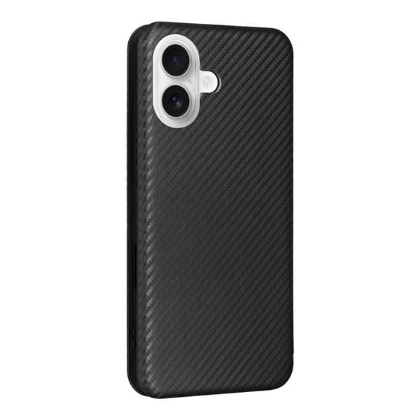 iPhone 17 Skal läderfodral - kolfibertextur Svart