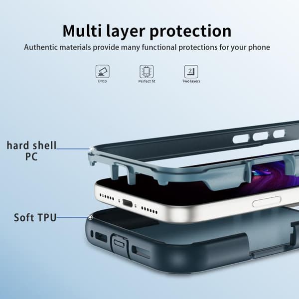 iPhone 17 Pro Skal Defend Rugged Gear Holder MagSafe Kungsblå + Blå