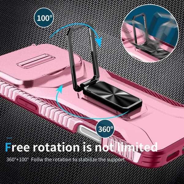 iPhone 17 Pro Skal med Glidande Camshield Hållare Rosa + Rosröd