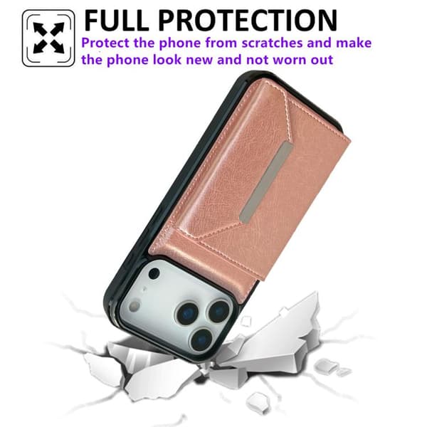 iPhone 18 Pro Max / iPhone 17 Pro Max Skal med Solid Färg och Metallspänne för Kortfack Roséguld