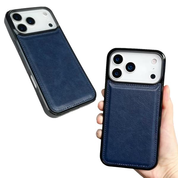 iPhone 18 Pro Max / iPhone 17 Pro Max Skal - äkta läder med textur Kunglig blå
