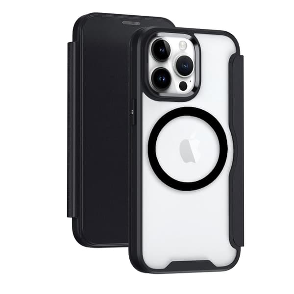 iPhone 16 Pro RFID-blocker Adsorptionsskal MagSafe Läderfodral Svart
