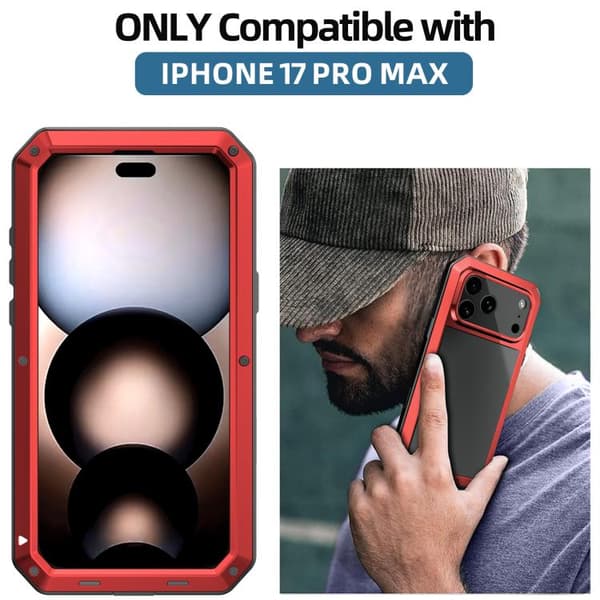 iPhone 17 Pro Skal - Rödpeppar - Trippelskyddad Metall Röd
