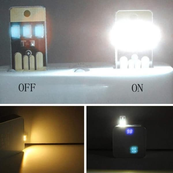10 st Mini Pocket Card USB Power Keychain LED Nattlampa (Vit)