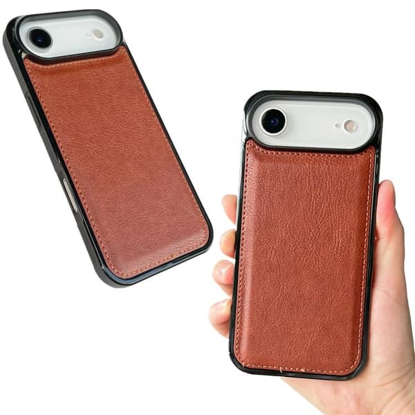 iPhone 17 Air Skal - äkta läder med textur Brun