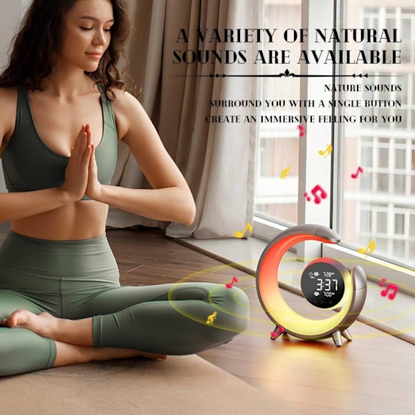 20W Dubbel väckarklocka Touch Control Wake Up RGB-ljus med naturmusik för sömn (Guld)