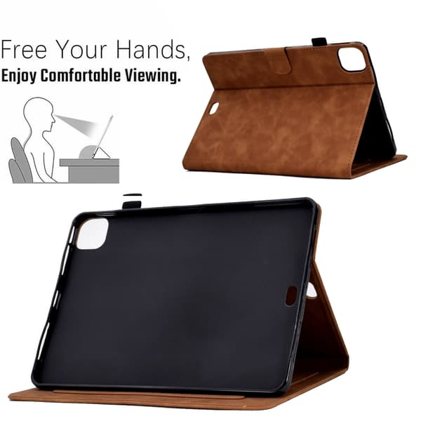 iPad Pro 11 2024 Skal - Embossad Smile Smart Läderfodral Brun