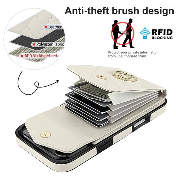 iPhone 18 Pro Max / iPhone 17 Pro Max Skal med Rhombisk Textur och Lång Lanyard Vit