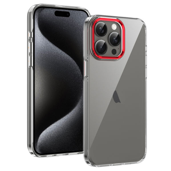 iPhone 16 Pro Max Skal HD Transparent PC med Full Coverage Röd