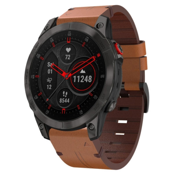 För Garmin EPIX Gen 2 22 mm läder stålspänne watch Brown