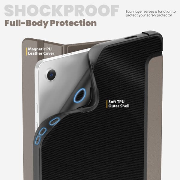 Samsung Galaxy Tab A9+ / A11+ Carbon Fiber Läderfodral Brun