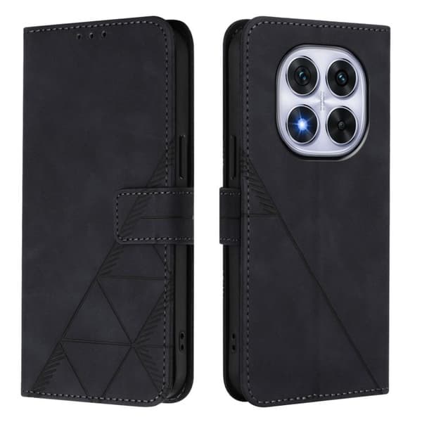 Redmi Note 14 Pro 4G - 3D Prägad Flip Läderfodral med Crossbody Rem Svart