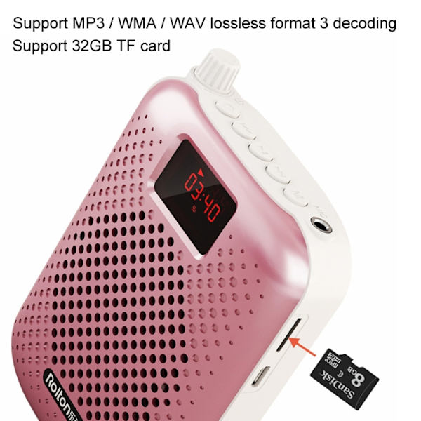 Rolton K500 Bluetooth-högtalare megafon röstförstärkare stödjer FM TF-inspelning (svart)