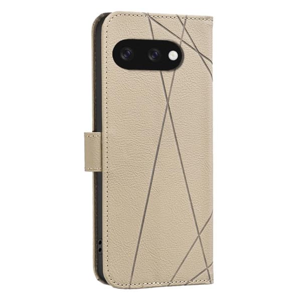 för Pixel 9a Geometrisk Mönster RFID Läderfodral Beige