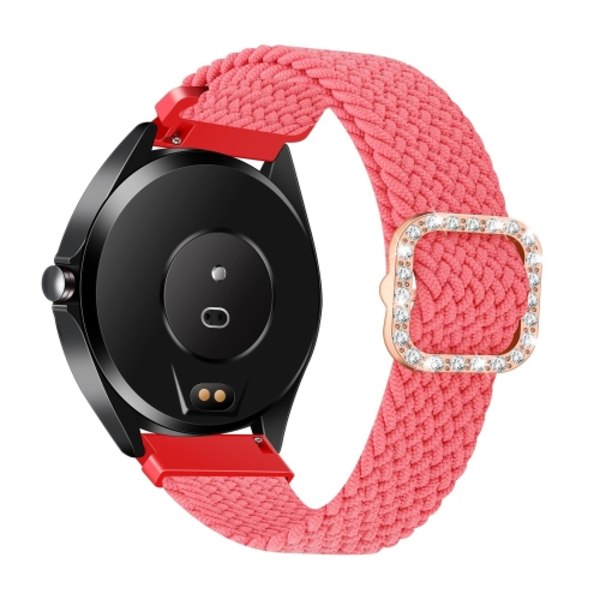 För Garmin Venu 2/Samsung Gear S3/Xiaomi Haylou RS3 22mm Universal Justerbart Flätat Elastiskt Diamond Watch Klockband Pink