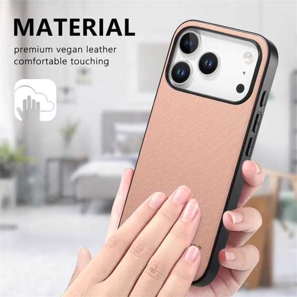 iPhone 18 Pro Max / iPhone 17 Pro Max Twill Fabric Läder Skal Rosa